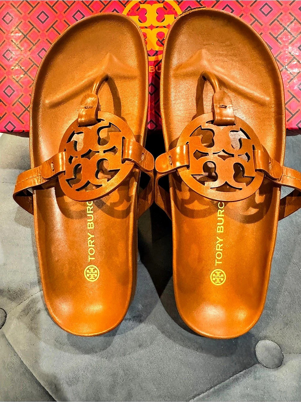 Tory Burch Miller Cloud Sandal Leather Brown US 9.5